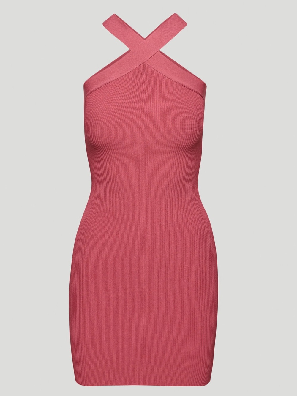 Babaton Sculpt Knit Criss Cross Dress in Rhodon Pink